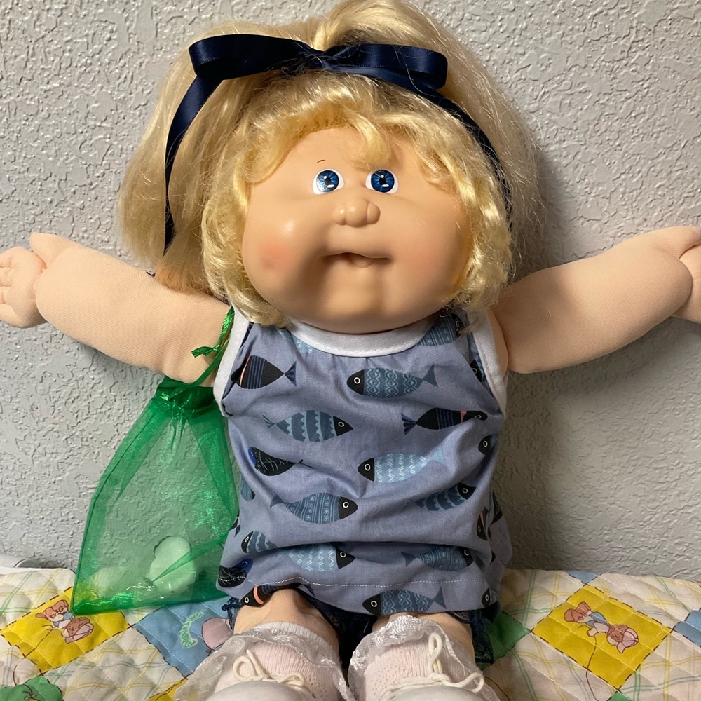 RARE Vintage Cabbage Patch Kid Girl Blonde Cornsilk Hair Blue Eyes HM#18 1987